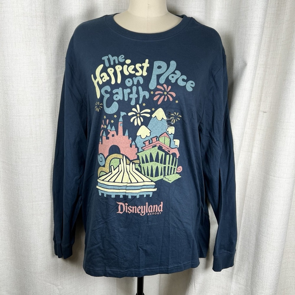 NEW! Disney Parks Disneyland The Happiest Place on Earth Long Sleeve T-Shirt XL